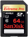 Sandisk 64GB Extreme Pro 95MBs Class 10 UHS-I SDXC Card