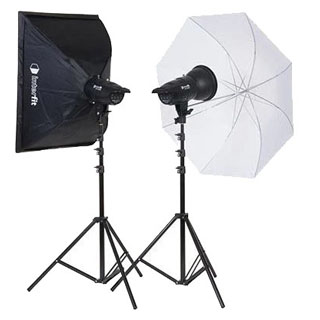 Compare Prices on the Interfit F121 200w Twin Head Softbox and Umbrella Kit INT906